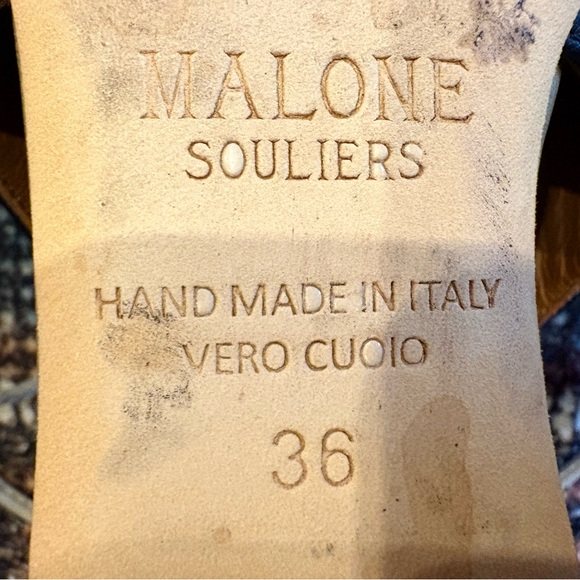 Malone Souliers Black and Red Flats with Gold Accents - Picture 3 of 4